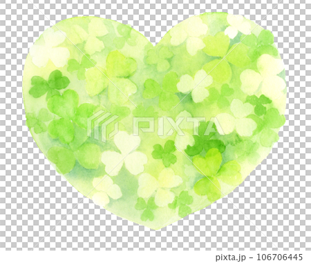 クローバーのハート型デザイン 水彩イラスト クローバーのハート型デザイン 水彩イラスト 106706445