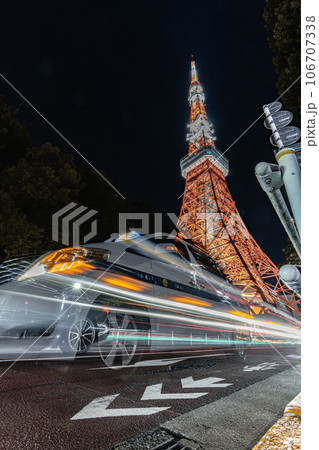 東京タワーと車のレーザービーム 東京タワーと車のレーザービーム 106707338