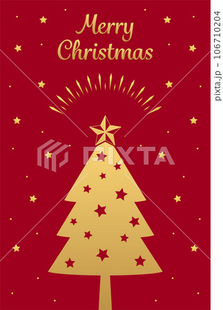 イラスト_クリスマスツリー_ゴールド 106710204