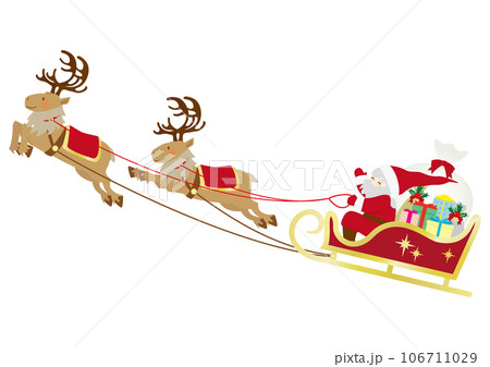 サンタクロースとトナカイのソリのクリスマス用ベクターイラスト素材 106711029