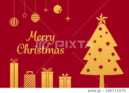 イラスト_クリスマスツリー_ゴールド 106711070