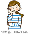 困った表情をする女性 106711466
