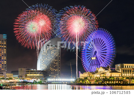 横浜_みなとみらいスマートフェスティバルの花火大会絶景 横浜_みなとみらいスマートフェスティバルの花火大会絶景 106712585