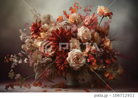 A bouquet of Autumn flowers.GenerativeAI. 106712911