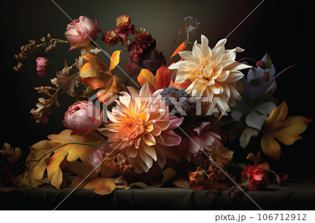A bouquet of Autumn flowers.GenerativeAI. 106712912