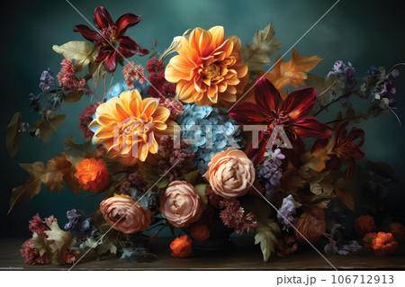 A bouquet of Autumn flowers.GenerativeAI. 106712913