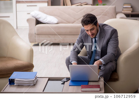 Young male employee working from home 106712959
