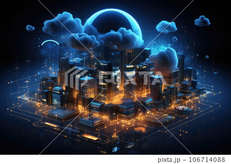 Cloud computing transfer big data on internet. futuristic digital technology .Generative AI 106714088