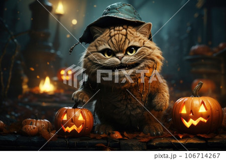 Cute Cat wearing halloween costumes. Halloween festival. Generative AI 106714267