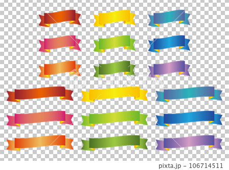 Shiny and simple ribbon set_Wave type 02 106714511