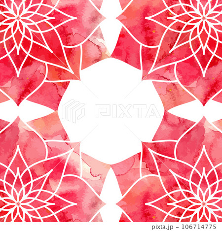 Frame for the cover decorated with red watercolor pattern mandala Frame for the cover decorated with red watercolor pattern mandala 106714775