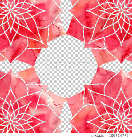 Frame for the cover decorated with red watercolor pattern mandala Frame for the cover decorated with red watercolor pattern mandala 106714775