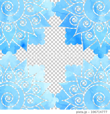 Frame with blue watercolor mandala patterns Frame with blue watercolor mandala patterns 106714777