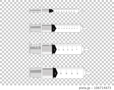 各種尺寸注射器（1ml、10ml、30ml、50ml） 106714873
