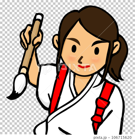 High school girl doing calligraphy with a serious expression High school girl doing calligraphy with a serious expression 106715620