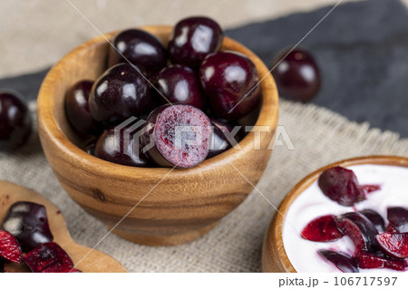 ripe sweet cherry berry of red color 106717597