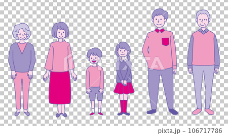 Family illustration set simple 3 generations 6 people family 106717786