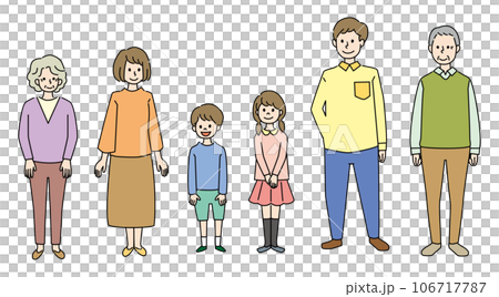 Family illustration set simple 3 generations 6 people family Family illustration set simple 3 generations 6 people family 106717787