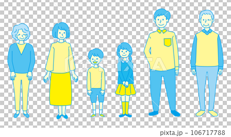 Family illustration set simple 3 generations 6 people family Family illustration set simple 3 generations 6 people family 106717788