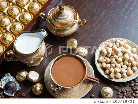 Sweets on the background of coffee still life 106719701