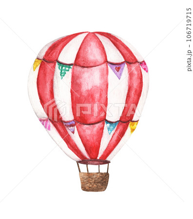 Watercolor painting of hot air balloon. 106719715