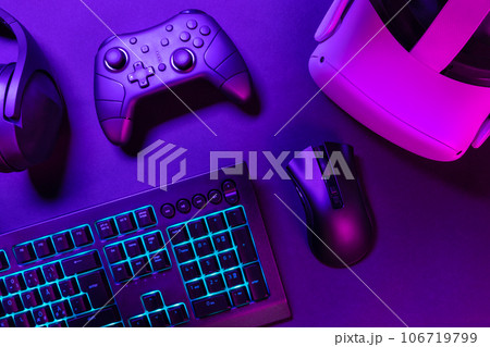 Virtual gaming gadgets on illuminated table 106719799