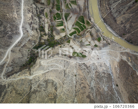 Aerial view of landscape on high altitude mountains, China 106720366