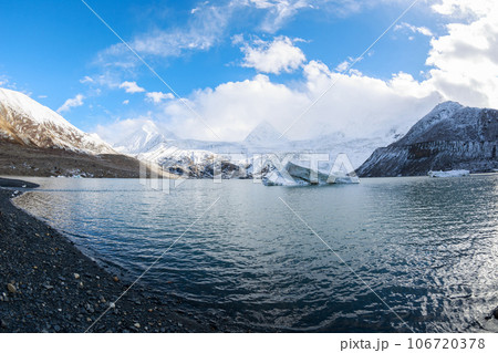Lake and glacier mountain in Tibet, China Lake and glacier mountain in Tibet, China 106720378
