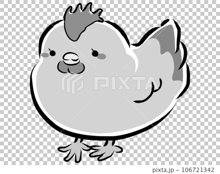 Illustration of Nagoya Cochin (chicken) (female) black and white Illustration of Nagoya Cochin (chicken) (female) black and white 106721342