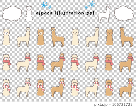 包裹在消音器中的羊駝的插圖集（帶有語音氣泡） 106721725