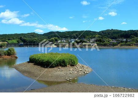 貯水率が低下した亀山湖（君津市） 106722982