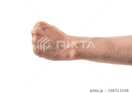 Man hand show fist isolated on white Man hand show fist isolated on white 106723106