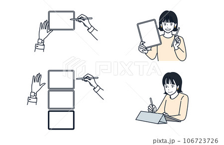 人物　タブレットで絵を描く女性 106723726