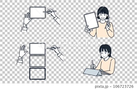 人物　タブレットで絵を描く女性 106723726