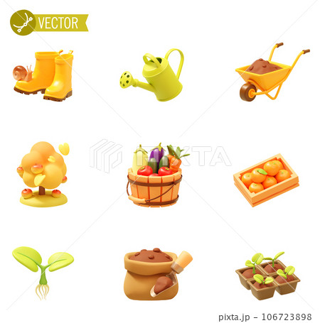 Vector agriculture, farming and gardening icon set Vector agriculture, farming and gardening icon set 106723898
