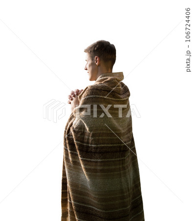 Praying man on white background Praying man on white background 106724406