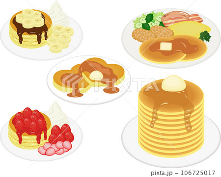 いろいろなパンケーキのイラストセット いろいろなパンケーキのイラストセット 106725017