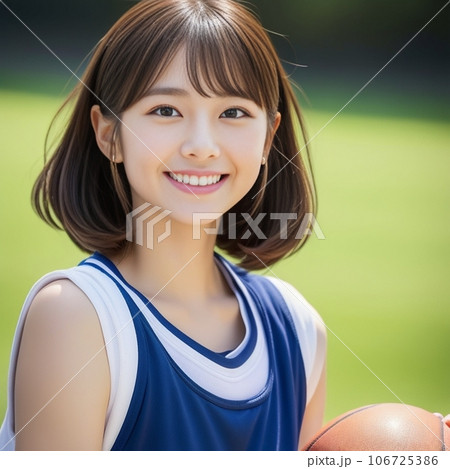 バスケットボールを持つ女性(生成AI) 106725386