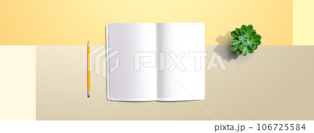 Blank white notebook from above 106725584
