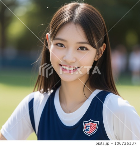 ジョギング前の笑顔の女性(生成AI) 106726337