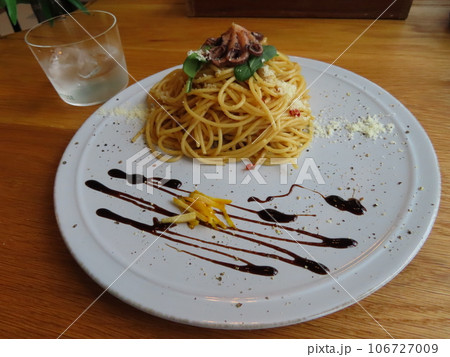 タコの乗ったお洒落なパスタ タコの乗ったお洒落なパスタ 106727009