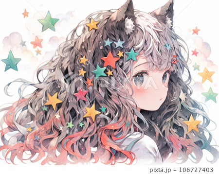 キラキラ星と猫耳可愛い女の子 キラキラ星と猫耳可愛い女の子 106727403