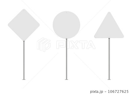 Set of blank white road signs. Vector illustration 106727625