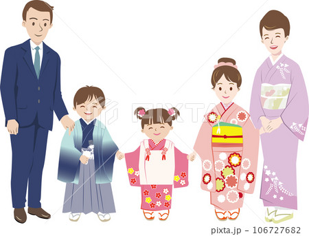 七五三の家族-04　正装の家族 106727682