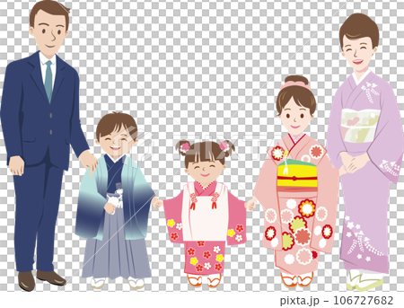 七五三の家族-04　正装の家族 106727682