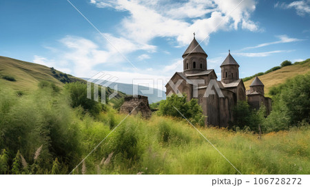 Monasteries of Haghpat and Sanahin, in Armenia. Architectural religious stone building. Monasteries of Haghpat and Sanahin, in Armenia. Architectural religious stone building. 106728272