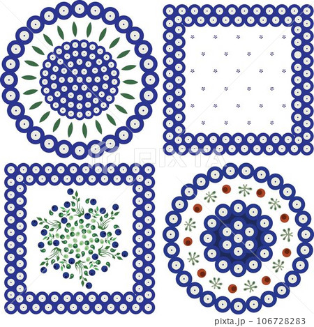 traditional Boleslawiec Polish pottery vector pattern set 106728283