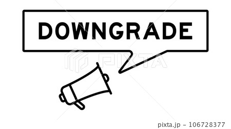Megaphone icon with speech bubble in word downgrade on white background Megaphone icon with speech bubble in word downgrade on white background 106728377