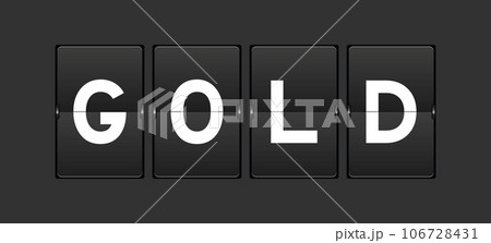 Black color analog flip board with word gold on gray background Black color analog flip board with word gold on gray background 106728431
