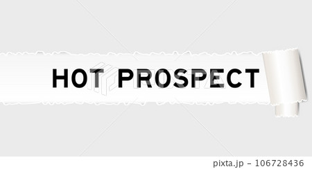 Ripped gray paper background that have word hot prospect under torn part 106728436